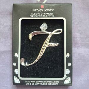 Harvey Lewis Letter F holiday ornament with Swarovski elements.